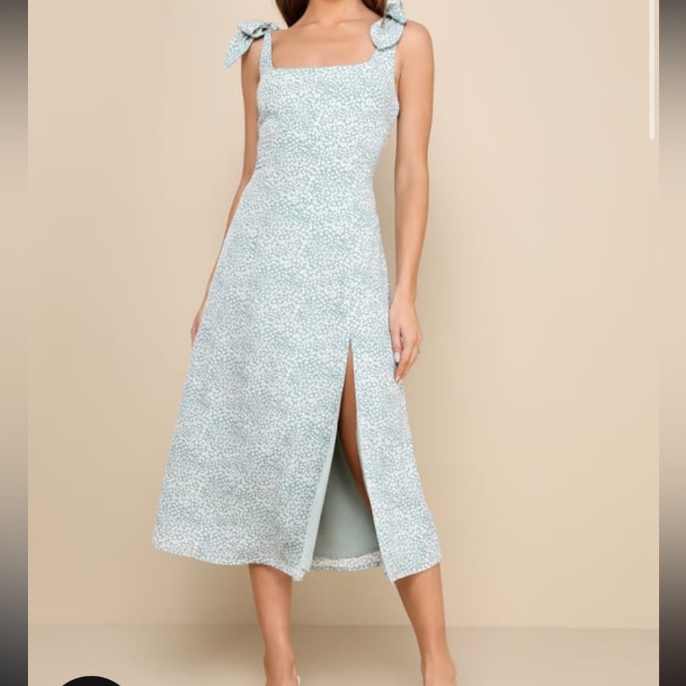 Lulu’s Lovely Crush Floral Backless Tie-Strap Midi Dress